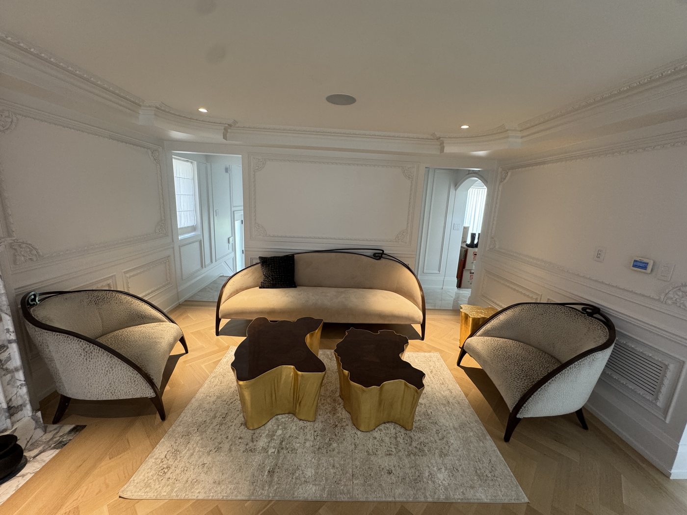 Curved Crescent Sofa & Barrel Armchairs